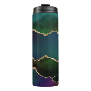 Edgy Agate   Dark Moody Jewel Tone Mystic Teal Thermal Tumbler