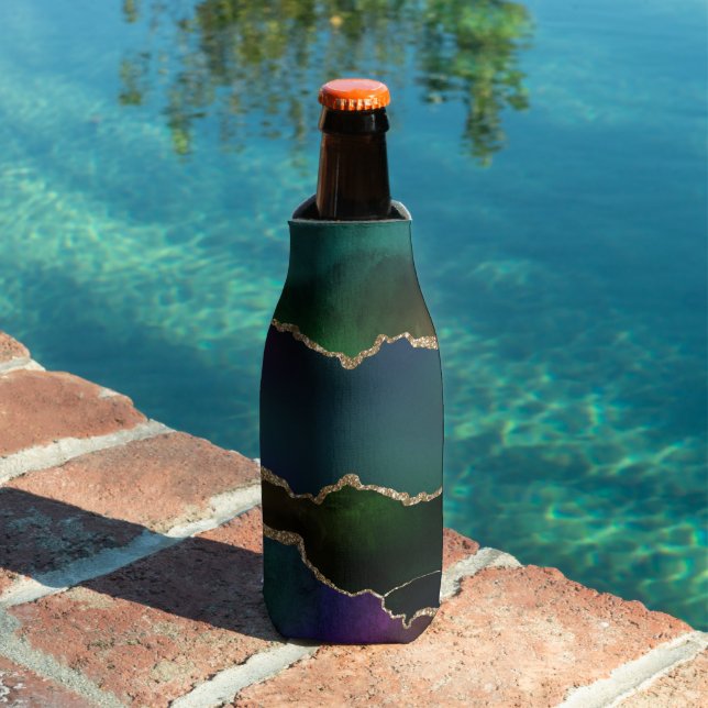 Edgy Agate | Dark Moody Jewel Tone Teal Bottle Cooler (In Situ Pool)