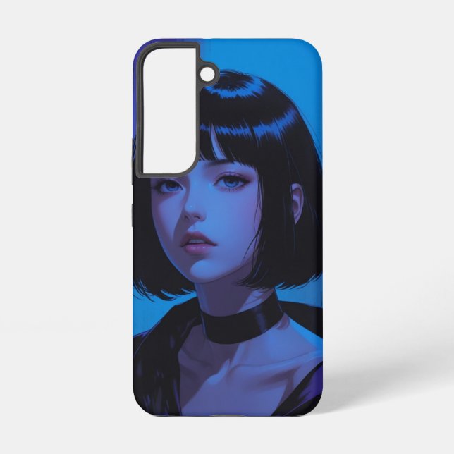 Edgy Anime Girl Samsung Case- Dark Cyber Aesthetic Samsung Galaxy S22 Case (Back)
