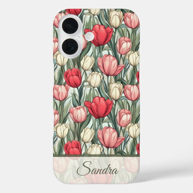 Edgy Anniversary Keepsake Tulip Flower Name Case-Mate iPhone Case (Back)