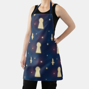Edgy Apron With Stars, Knives & Keyholes Pattern