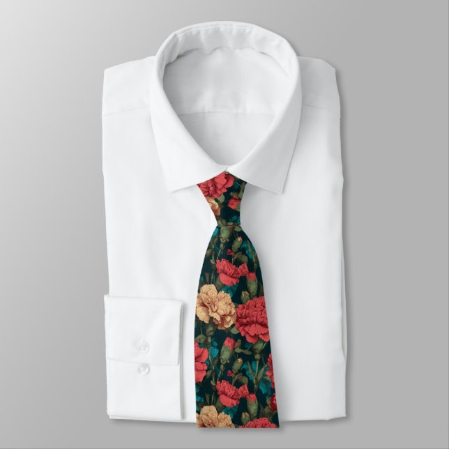 Edgy Birthday Gifts For Boyfriend Carnation Floral Tie (Tied)