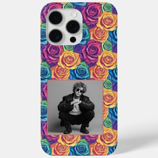 Edgy Birthday Party Rose Flower Photo  Case-Mate iPhone Case (Back)