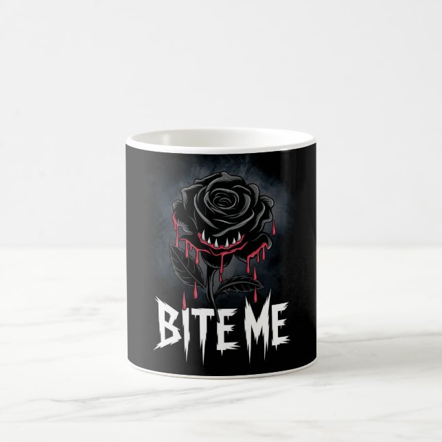 Edgy 'Bite Me' Gothic Rose Design  Coffee Mug (Center)