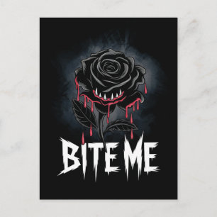 Edgy 'Bite Me' Gothic Rose Design  Postcard