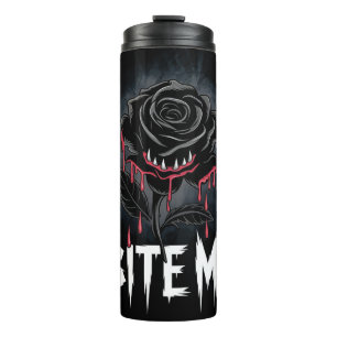 Edgy 'Bite Me' Gothic Rose Design Thermal Tumbler