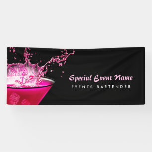 Edgy Black and Pink Splash Bartending Events Banner