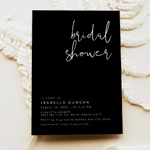 Edgy Black Modern Minimalist Bridal Shower Invitation