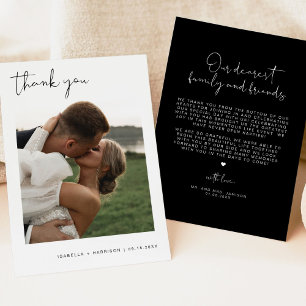 Edgy Black Modern Photo Wedding Thank You Invitation