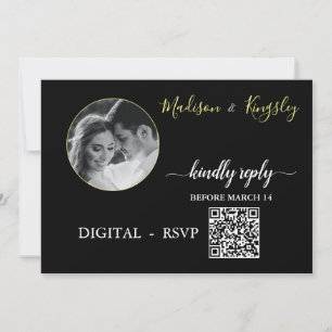 Edgy Black Photo Monogram Fab DIGITAL RSVP CARD
