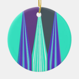 Edgy Blue Purple Cyan Chevron Art Print Ceramic Tree Decoration