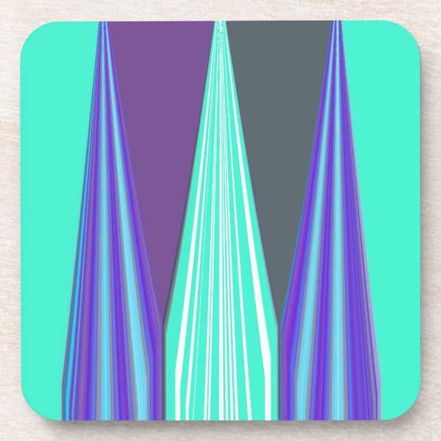 Edgy Blue Purple Cyan Chevron Art Print Coaster (Front)