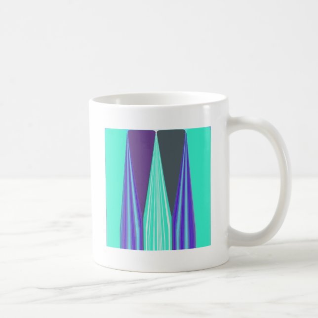 Edgy Blue Purple Cyan Chevron Art Print Coffee Mug (Right)
