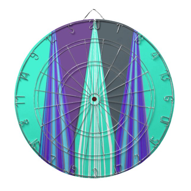 Edgy Blue Purple Cyan Chevron Art Print Dartboard (Front)