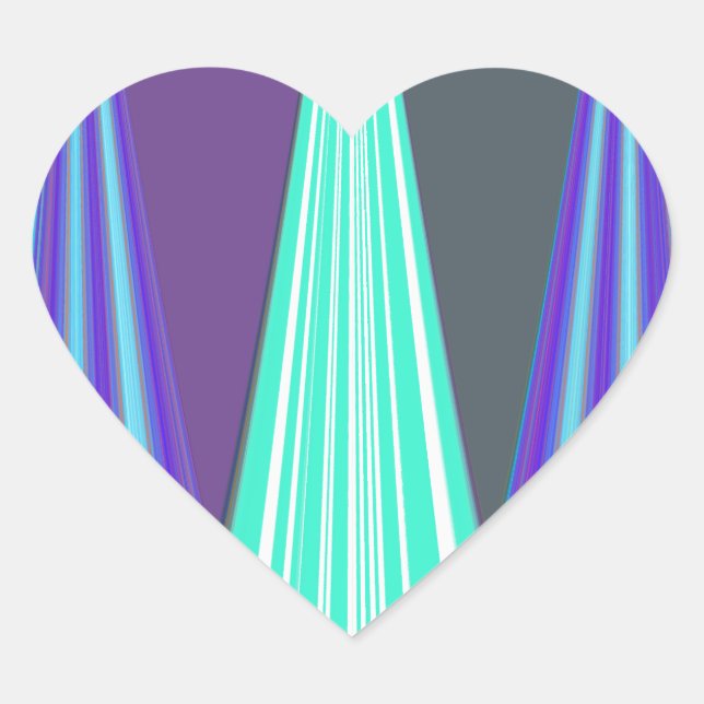 Edgy Blue Purple Cyan Chevron Art Print Heart Sticker (Front)