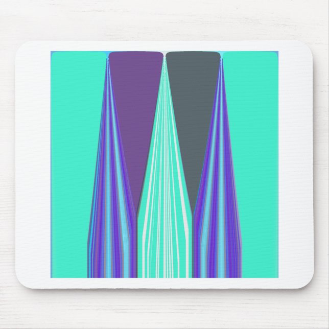 Edgy Blue Purple Cyan Chevron Art Print Mouse Mat (Front)