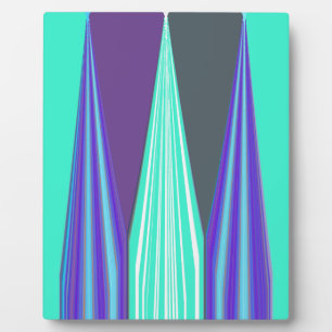 Edgy Blue Purple Cyan Chevron Art Print Plaque
