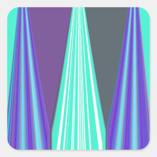 Edgy Blue Purple Cyan Chevron Art Print Square Sticker