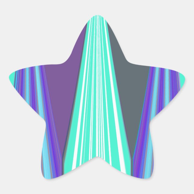 Edgy Blue Purple Cyan Chevron Art Print Star Sticker (Front)