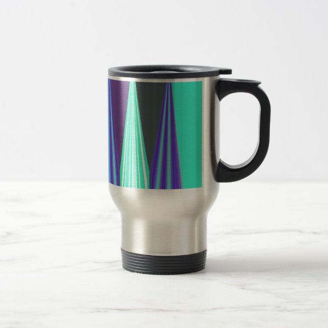 Edgy Blue Purple Cyan Chevron Art Print Travel Mug (Right)