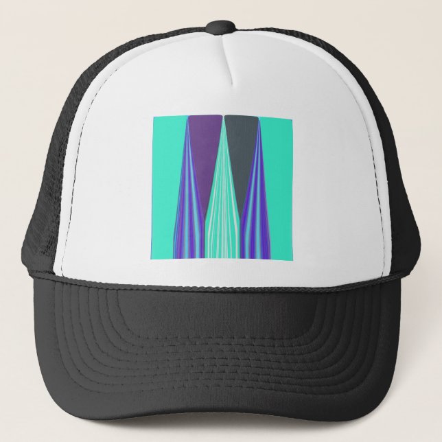 Edgy Blue Purple Cyan Chevron Art Print Trucker Hat (Front)
