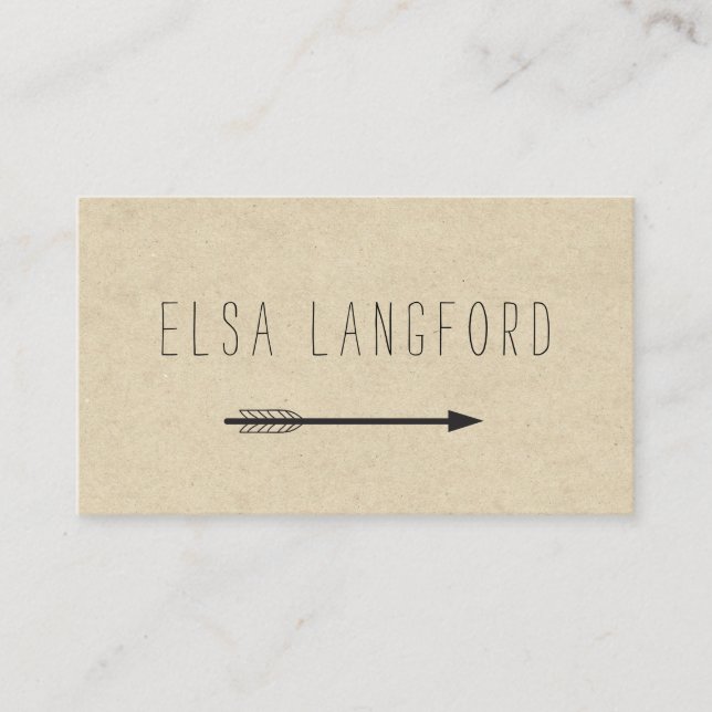 Edgy Bohemian Arrow with Handwritten Text Business Card (Front)