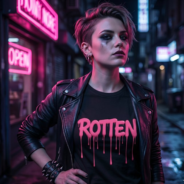 Edgy Bold ROTTEN Pink Dripping Text Tri-Blend Shirt (Creator Uploaded)