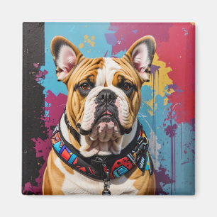 Edgy Bulldog Grunge Background  Magnet