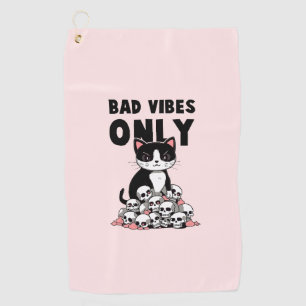 Edgy Cat- Bad Vibes Only Golf Towel