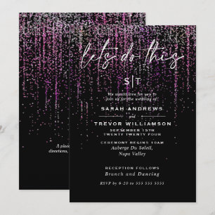  Edgy Chic Magenta Glitter Garland Invitation