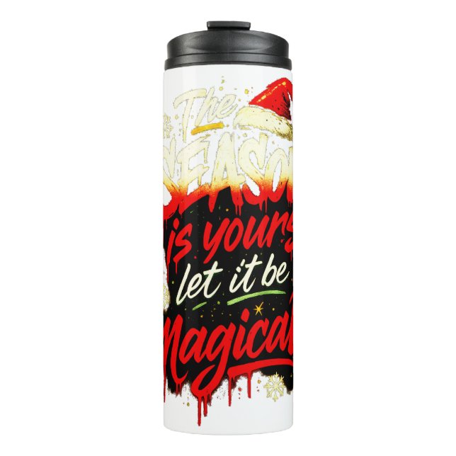 Edgy Christmas Insulated Travel Mug Grunge Festive (Front)