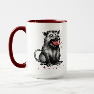 Edgy Christmas Trash Opossum Chewing Glass Bauble Mug