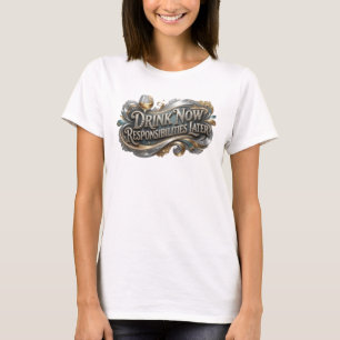Edgy Colourful DRINK NOW RESPONSIBILITIES LATER T-Shirt