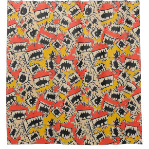 Edgy Comic Sharp Teeth Monster Shower Curtain