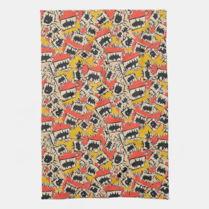Edgy Comic Sharp Teeth Monster Tea Towel