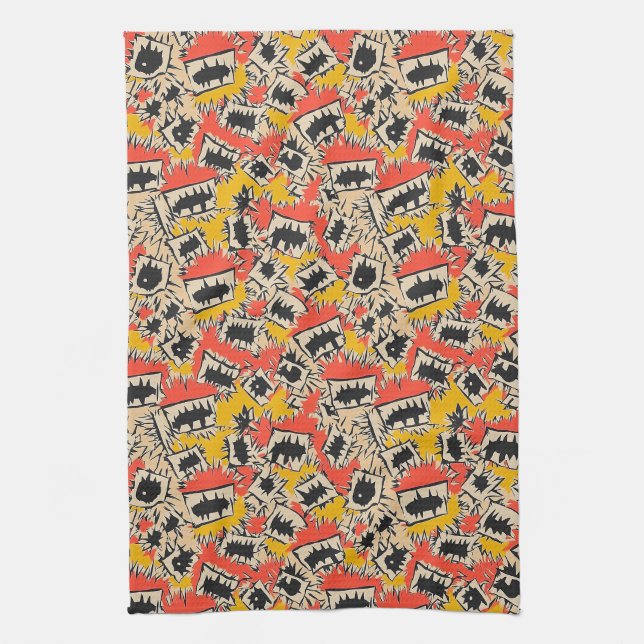 Edgy Comic Sharp Teeth Monster Tea Towel (Vertical)