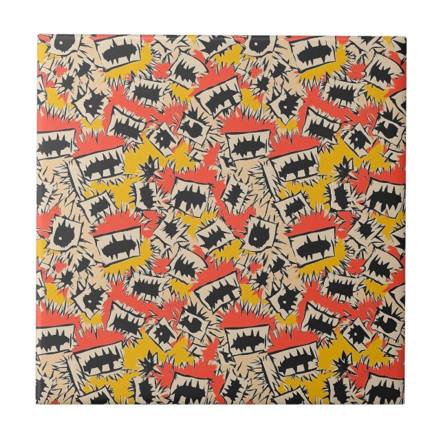 Edgy Comic Sharp Teeth Monster Tile (Front)