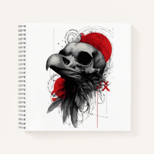 Edgy Crow Skull Gothic Grunge Street Art Notebook