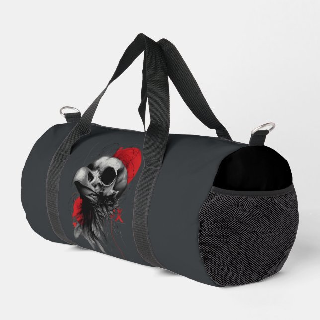 Edgy Crow Skull Gothic Grunge Tactical Duffel Bag (Right Corner)