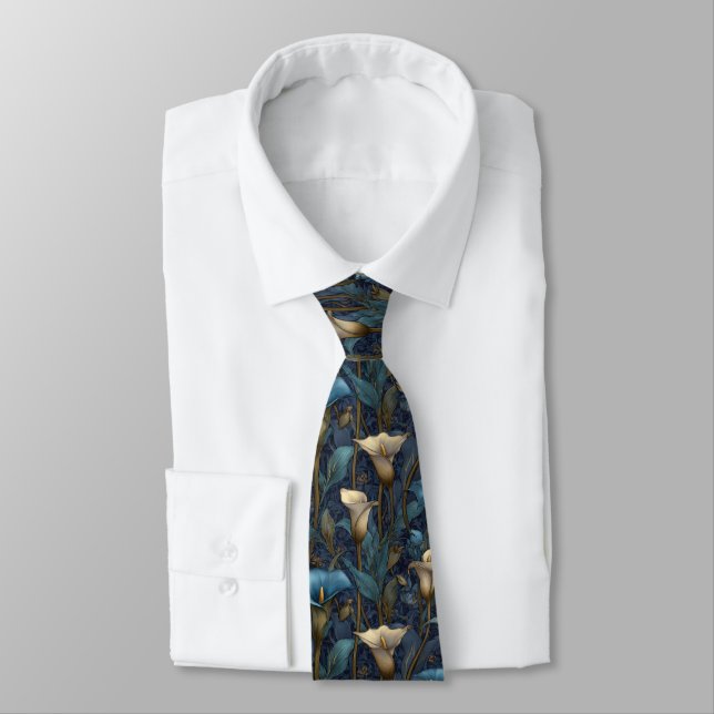 Edgy Dads Fathers Day Gifts Calla Lilies Floral Tie (Tied)