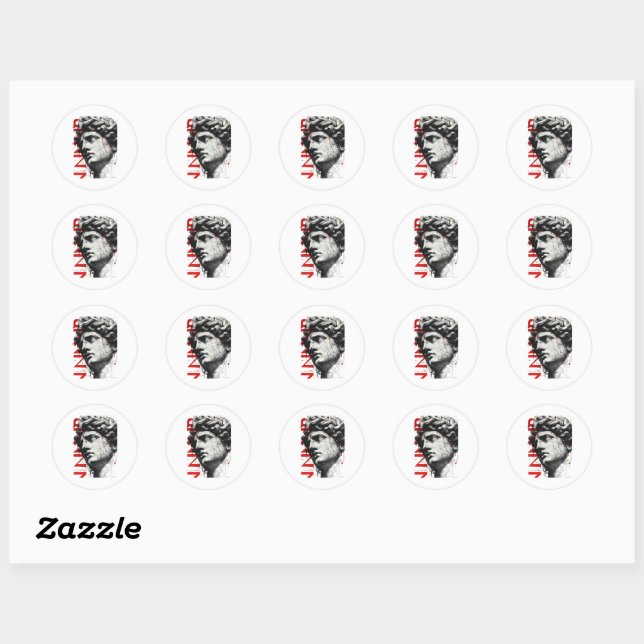 Edgy David Bust Modern Street Art Classic Round Sticker (Sheet)