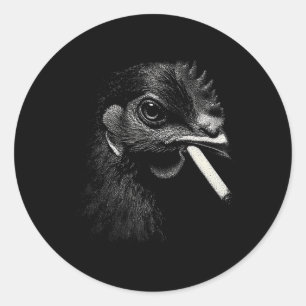 Edgy Farmyard Chicken Smoking Icon Urn Style  Classic Round Sticker