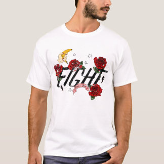Edgy Fight Floral Graphic T-Shirt - Red Roses