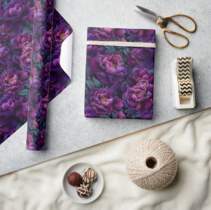 Edgy Garden Inspired Peonies Print Wrapping Paper