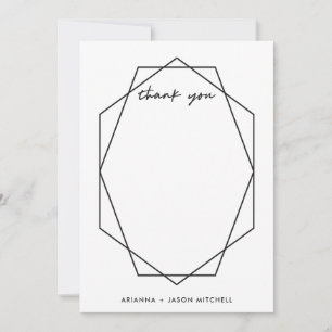 Edgy Geometric   Black and White Thank You Card