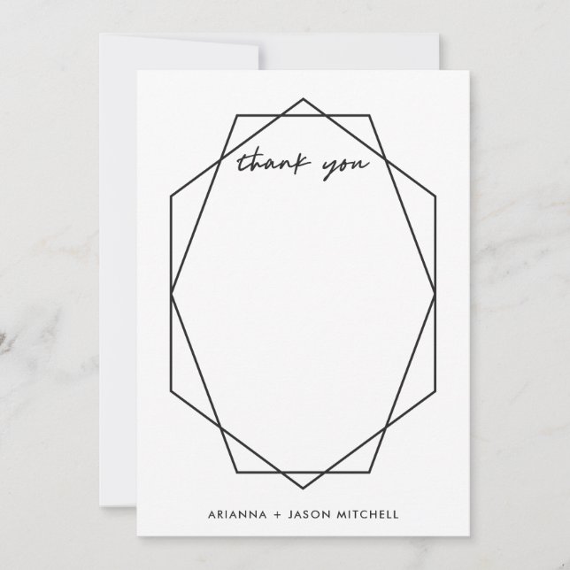 Edgy Geometric | Black and White Thank You Card (Front)