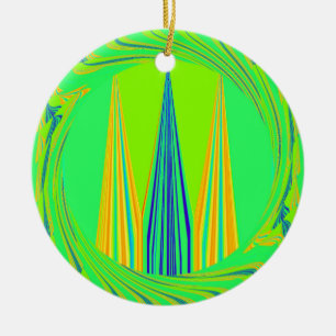 Edgy Geometrical Neon Design Ceramic Tree Decoration