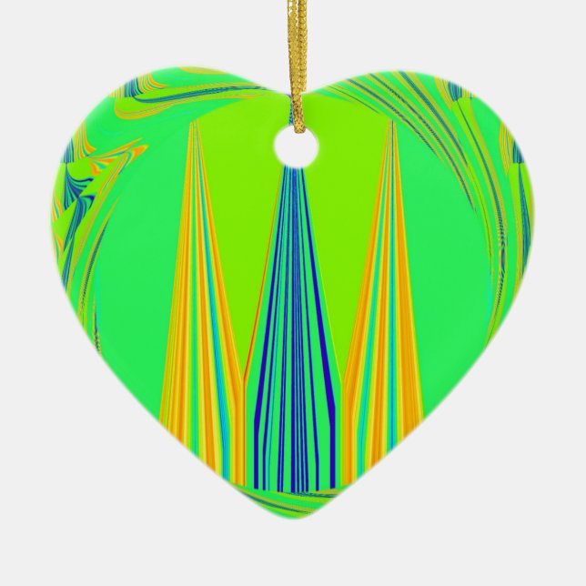 Edgy Geometrical Neon Design Ceramic Tree Decoration (Front)