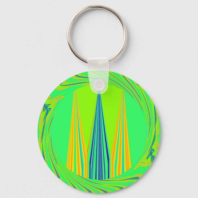 Edgy Geometrical Neon Design Key Ring (Front)