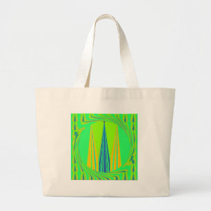 Edgy Geometrical Neon Design Large Tote Bag